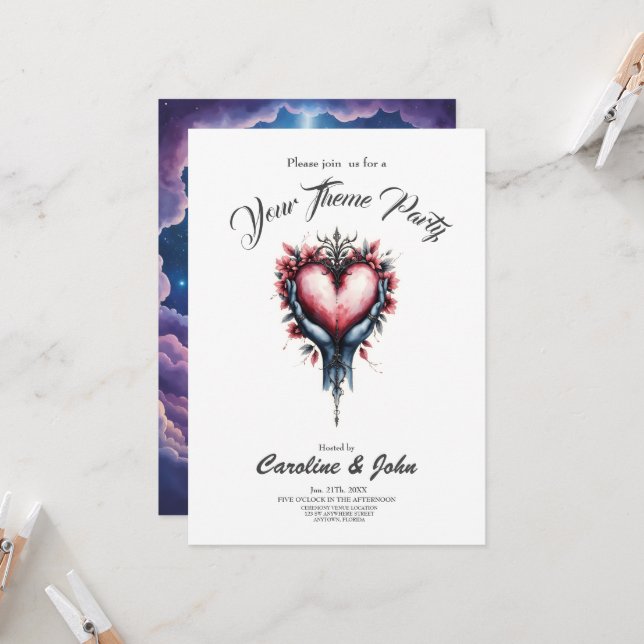 Invitation Cœur de magie silencieuse. (Devant/Arrière en situation)