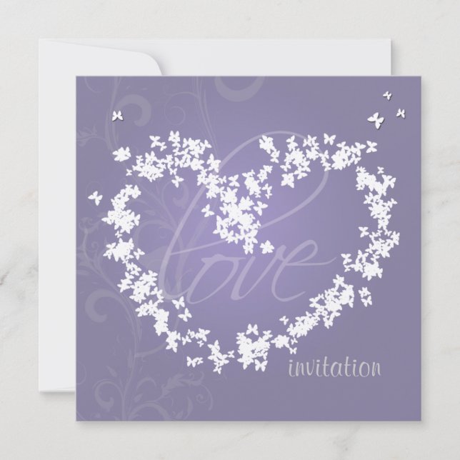 Invitation Coeur de papillons/invitations (Devant)