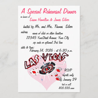 Invitation Coeur de rose de thème de casino de dîner de