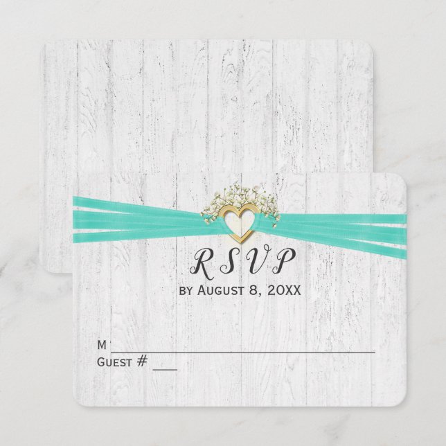 Invitation Coeur de ruban RSVP de mariage (Devant / Derrière)