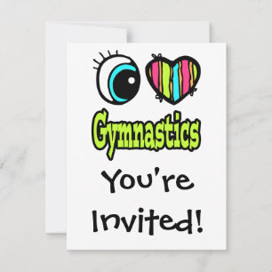 Invitation Coeur des yeux lumineux J'aime la gymnastique