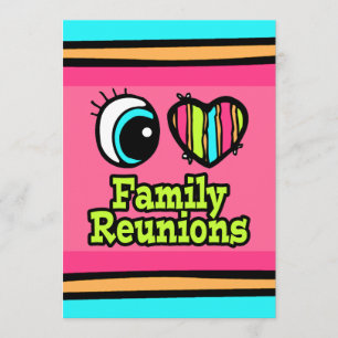 Invitation Coeur des yeux lumineux J'aime les réunions de fam