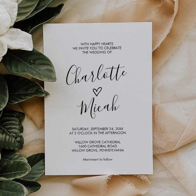 Invitation Cœur Dessiné à la Main Le Mariage De (Hand Drawn Heart The Wedding Of Invitation)