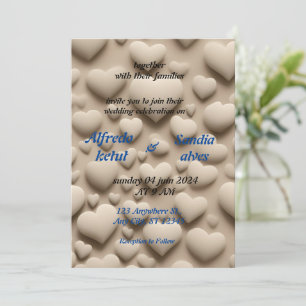 Invitation coeur d'été plage océan bleu mariage