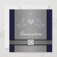 Coeur Diamant Noir Argent Tiara Quinceanera