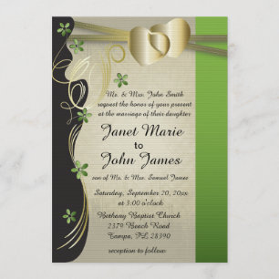 Invitation Coeur d'or Vintage classique avec fleurs de Perido