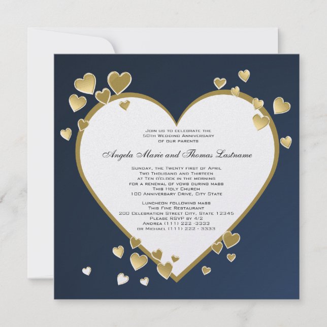 Invitation Coeur du soir 50e anniversaire (Devant)