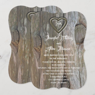 Invitation Cœur en Bois Sculpté Réception de Mariage Après la