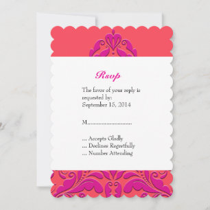 Invitation Cœur en Damas rasberry et magenta de HeartyParty