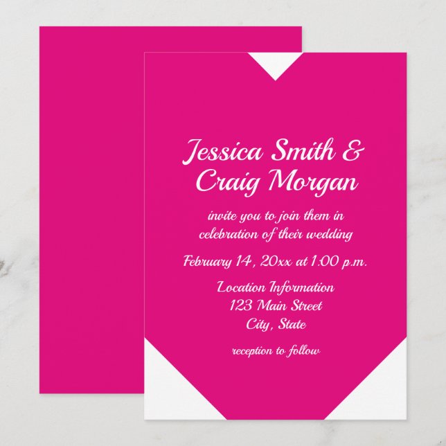 Invitation Cœur en forme de rose chaud Saint-Valentin Mariage (Devant / Derrière)