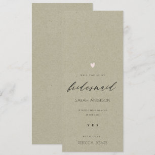 Invitation CŒUR EN OR SIMPLE KRAFT TYPOGRAPHIE Demoiselle d'h