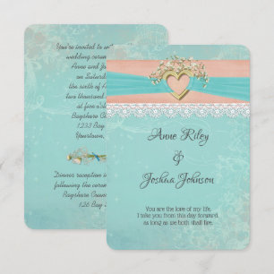 Invitation Coeur et ruban Mariage romantique