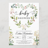 Coeur fleuri vert couronne blanc roses bébé