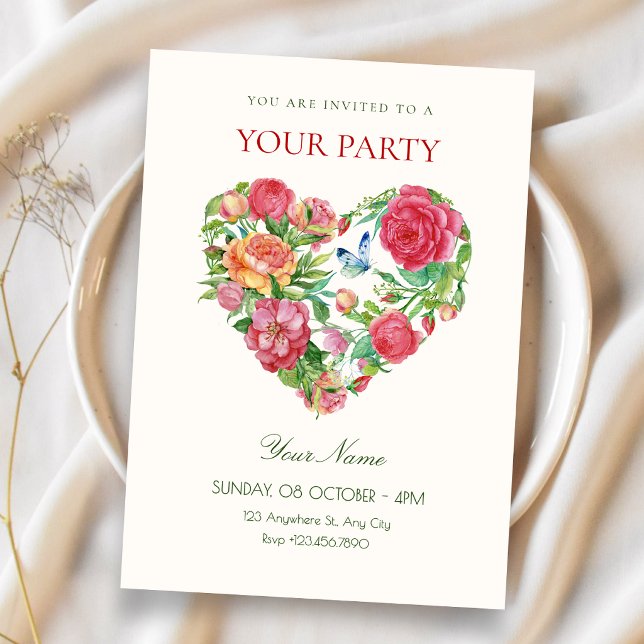 Invitation cœur floral (Créateur téléchargé)