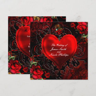 Invitation Coeur floral ornemental Romance gothique noire et