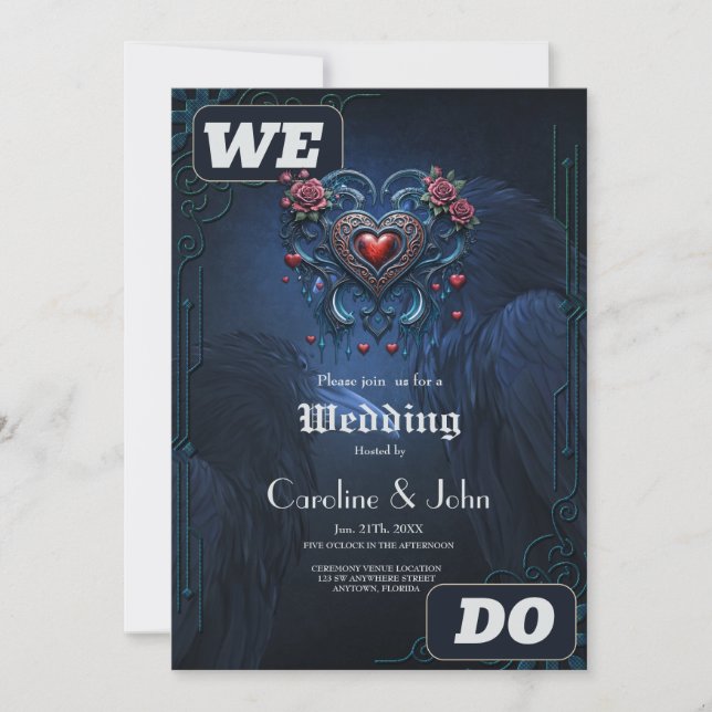 Invitation Coeur gothique ingénieusement conçu, composé d'élé (Devant)