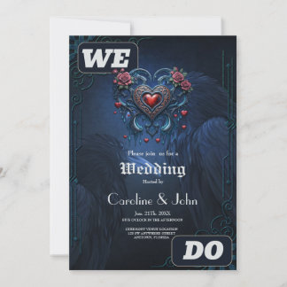 Invitation Coeur gothique ingénieusement conçu, composé d'élé