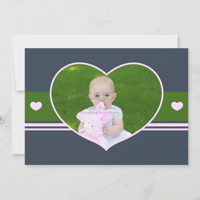 Invitation Coeur islamique de bleus layette de photo d'Aqiqah (Devant)