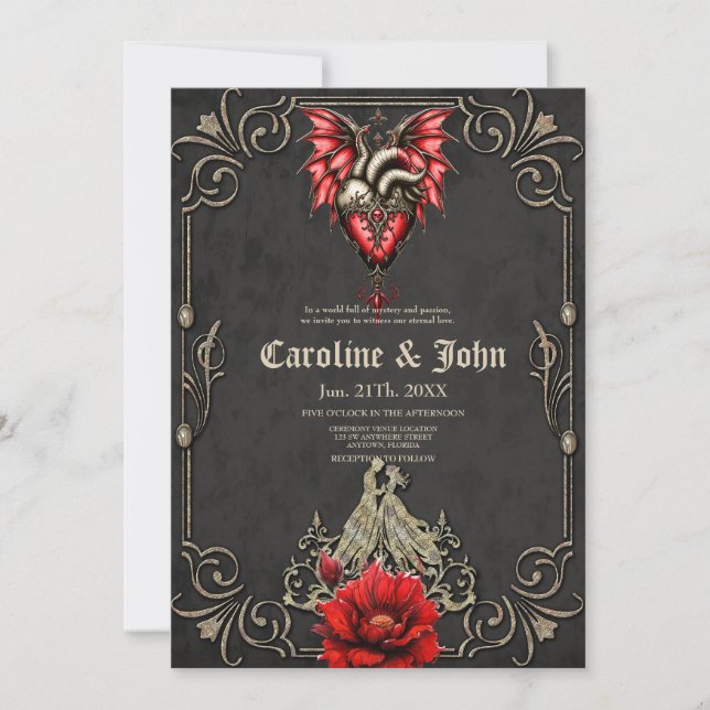 Invitation Coeur majestueux, romance gothique (Devant)