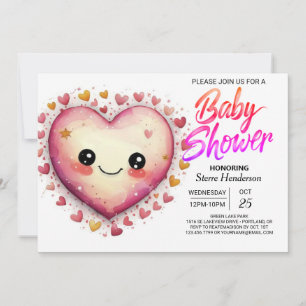 Invitation Coeur mignon Baby shower de Coeurs roses modernes
