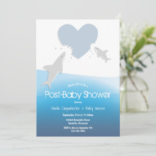 Invitation Coeur mord requins Baby shower après
