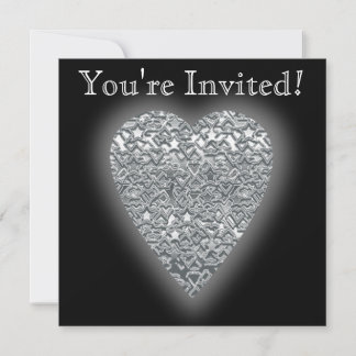 Invitation Cœur. Motif gris clair et gris moyen imprimé.