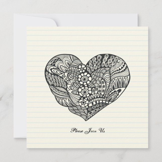Invitation Coeur noir élégant (Devant)