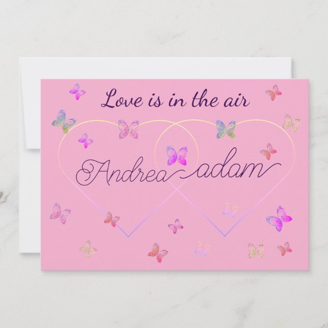invitation coeur papillons volants modernes (Devant)
