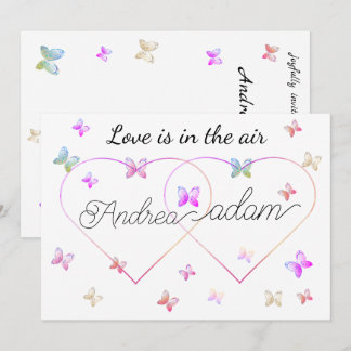 invitation coeur papillons volants modernes