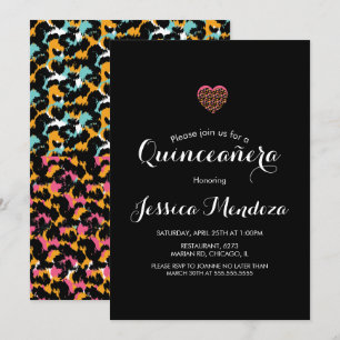 Invitation Coeur poster de animal Quinceañera Sweet 16 Invita