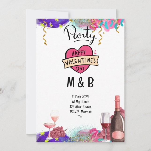 Invitation Coeur pour la Saint Valentin [arty enregistrer la  (Devant)