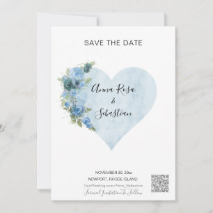 Invitation *~* Coeur Rose bleu AR6 QR MARIAGE ENREGISTRER LA
