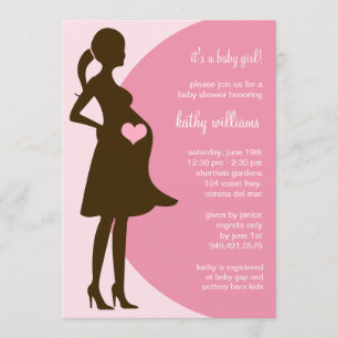 Invitation Coeur rose dans l'invitation du Baby shower tamisé