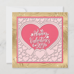 Invitation Cœur Rose Élégant Joyeuse Saint-Valentin Élégante