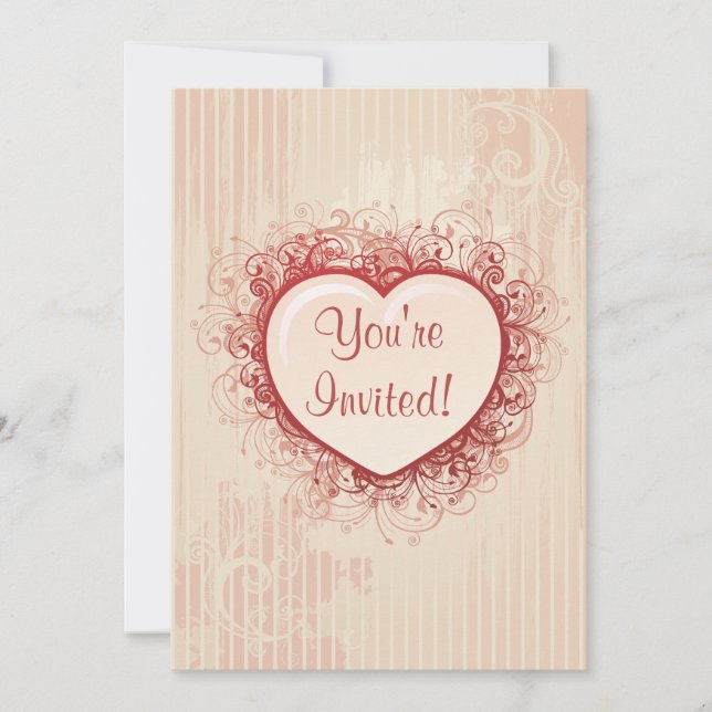 Invitation Coeur rose Grunge (Devant)