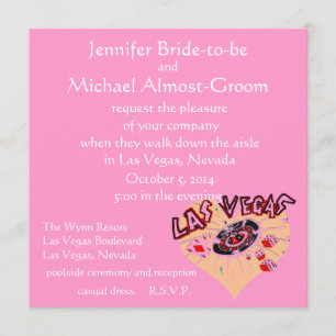 Invitation Coeur rose Mariage de Las Vegas
