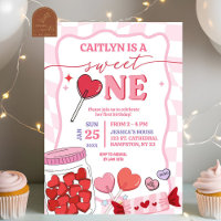 Coeur rose rétro bonbon sucré un premier anniversa