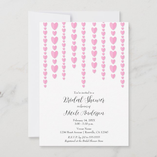 Invitation Cœur Rose Saint-Valentin Cadeau de Mariage pour le (Devant)