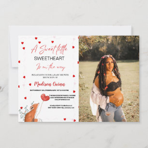 Invitation Coeur rouge et rose ValentineBaby shower amour