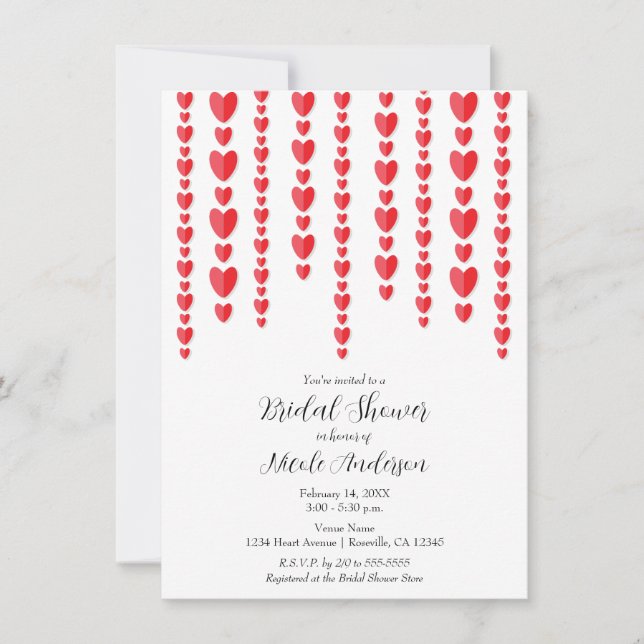Invitation Cœur Rouge Fête de Mariage de la Saint-Valentin (Devant)