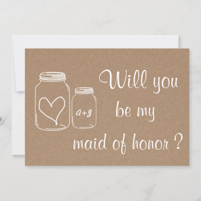 Invitation Coeur Rustique Serez-Vous Ma Fille D'Honneur ? (Devant)