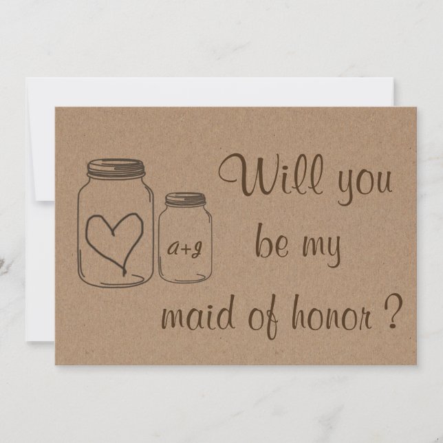 Invitation Coeur Rustique Serez-Vous Ma Fille D'Honneur ? (Devant)