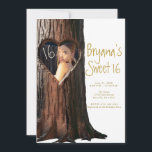 Invitation Coeur sculpté arbre souche Rustique Photo Sweet 16<br><div class="desc">Customisez cette invitation avec vos coordonnées pour votre événement.</div>