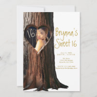 Coeur sculpté arbre souche Rustique Photo Sweet 16