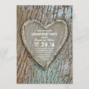 Invitation Coeur sculpté campagnard fête de fiançailles