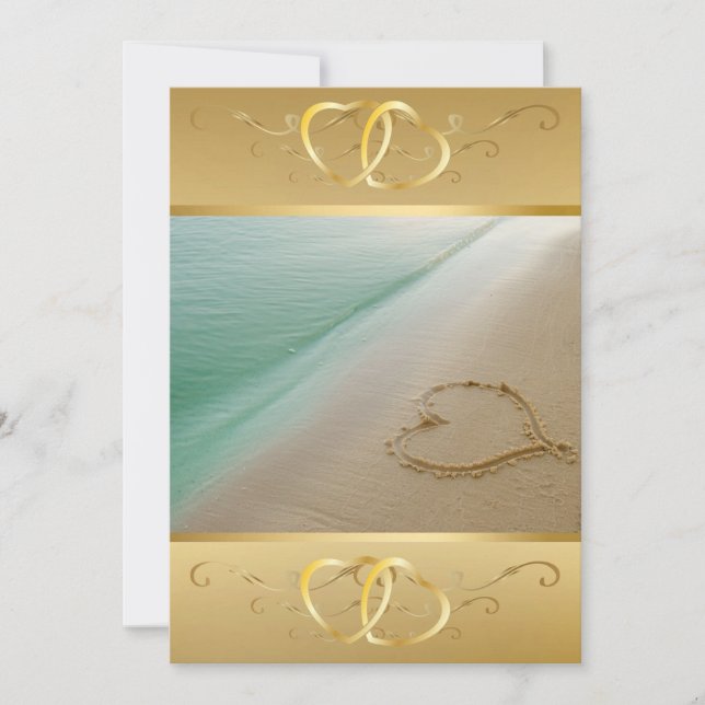 Invitation Coeur sculpté dans l'invitation du sable3 (Devant)