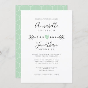 Invitation Coeur simple de la géométrie et mariage vert en