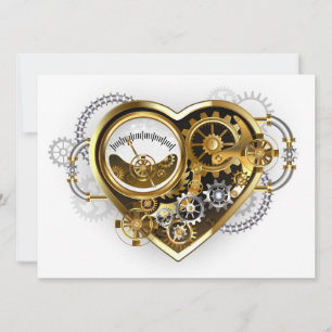 Invitation Cœur Steampunk avec un manomètre