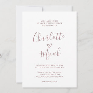 Invitation Coeur tiré à la main Blush Pink Le Mariage De