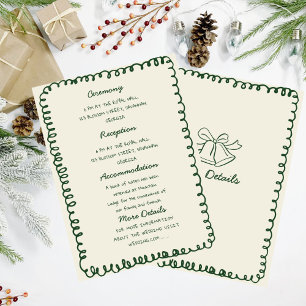 Invitation cœur vert dessiné à la main Détails de mariage fan